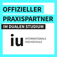 Siegel: offizieller Praxispartner im dualen Studium der IU – Internationale Hochschule