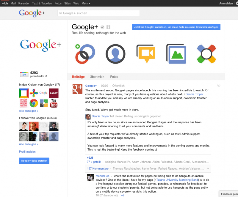 Die Google+ Unternehmensseiten sind da